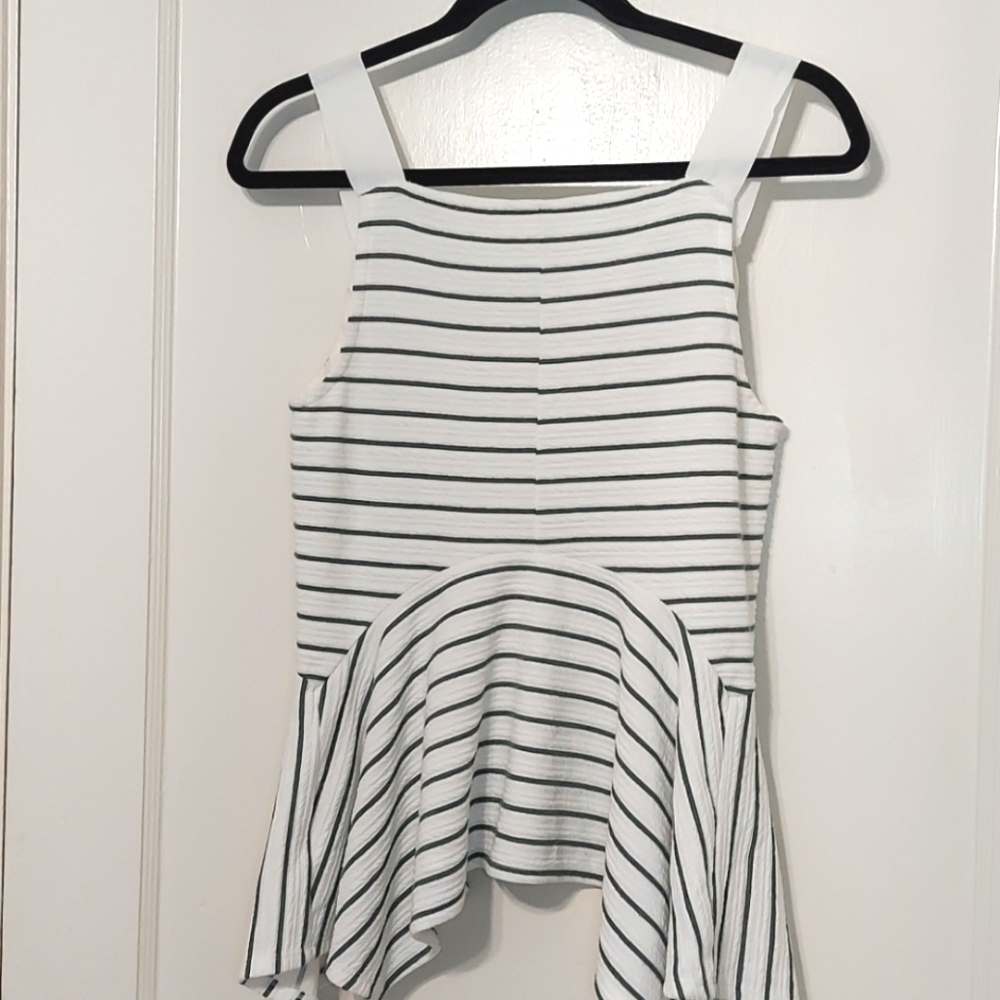 Deletta Anthro white green peplum top Small - Picture 6 of 10